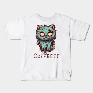 Zombie Ghost Cat Coffee Kids T-Shirt